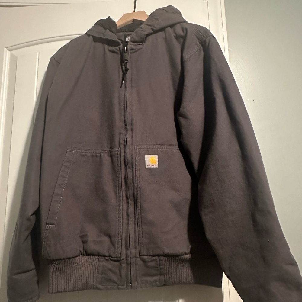 Medium Carhartt Gray Jacket with Yellow Logo